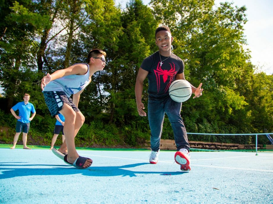 campers playing basketball