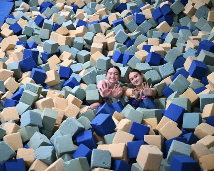 campers playing in foam blocks