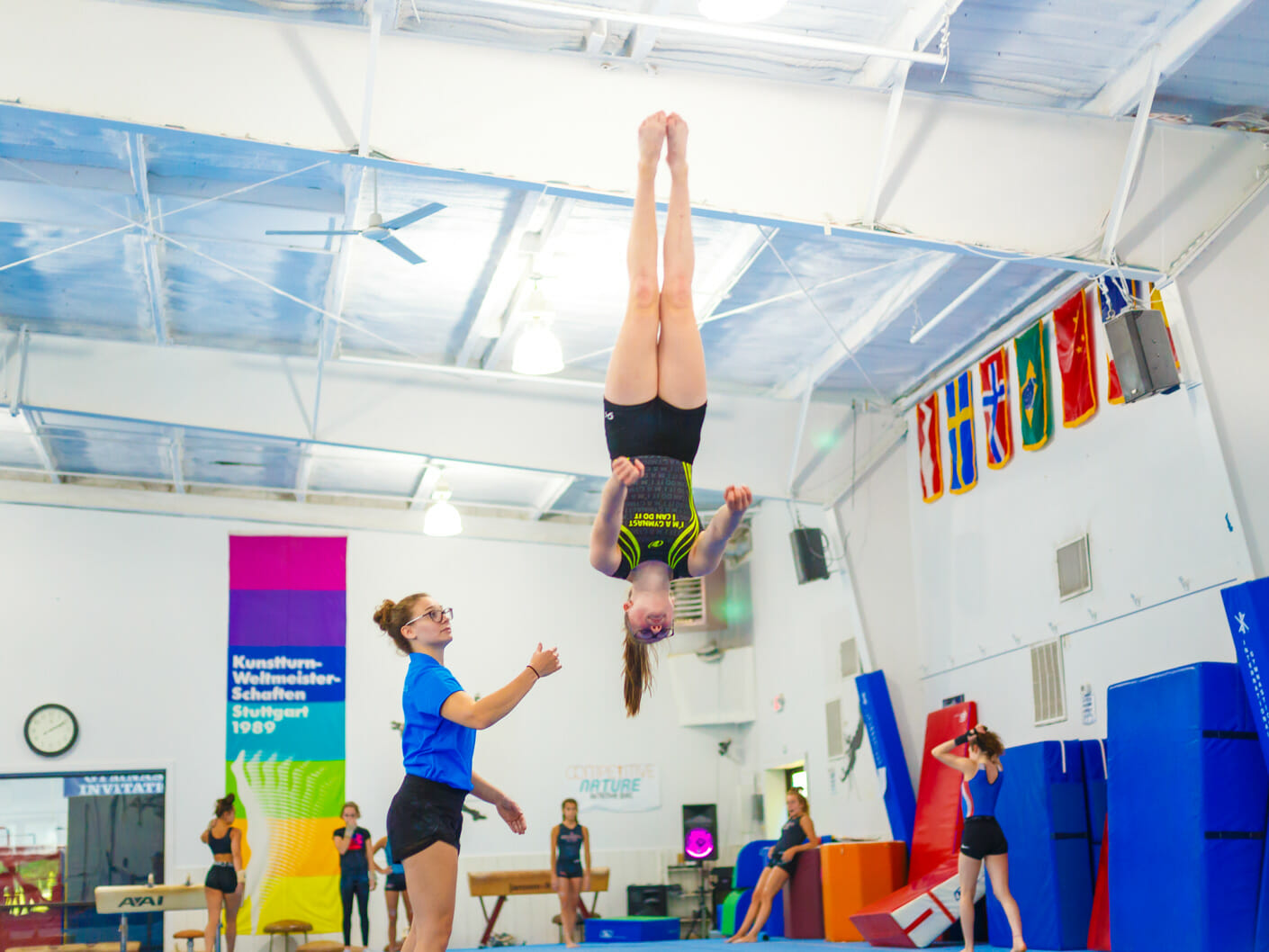 camper being instructed on arial techniques